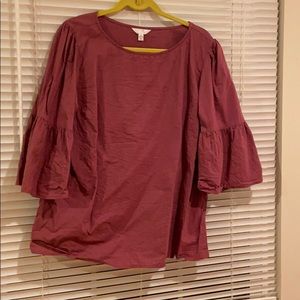 Purple bell sleeve blouse
